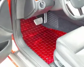 American Car Craft 2Pc Black Powder Coat Aluminum Diamond Plate Floor Mats Pontiac G8 | GT 2008-2009