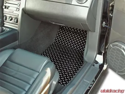 American Car Craft 2Pc Blue Powder Coat Aluminum Diamond Plate Floor Mats Ford Mustang V6 | GT 2005-2009 - ACC-271009-BLU