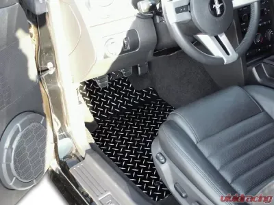American Car Craft 2Pc Blue Powder Coat Aluminum Diamond Plate Floor Mats Ford Mustang V6 | GT 2005-2009 - ACC-271009-BLU