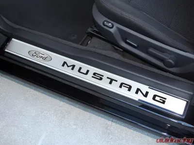 American Car Craft 2Pc Black Solid Polished/Brushed Stainless Steel Outer Door Sills Ford Mustang 2010-2014 - ACC-271024-SBLK