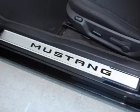 American Car Craft 2Pc Black Carbon Fiber Mustang Inlay Outer Door Sills Ford Mustang 2010-2014