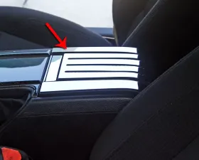 American Car Craft Polished Stainless Steel Rear Slotted/Carbon Fiber Center Console Cover Ford Mustang 2010-2014
