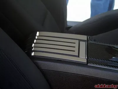 American Car Craft Polished Stainless Steel Rear Slotted/Carbon Fiber Center Console Cover Ford Mustang 2010-2014 - ACC-271030