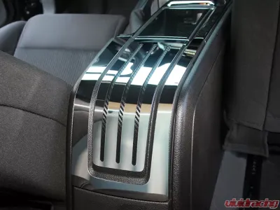 American Car Craft Polished Stainless Steel Rear Slotted/Carbon Fiber Center Console Cover Ford Mustang 2010-2014 - ACC-271030