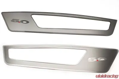 American Car Craft 2Pc 5.0 Lettering Door Guards Brushed w/Polished Trim Ford Mustang V6 | GT 2010-2014 - ACC-271036