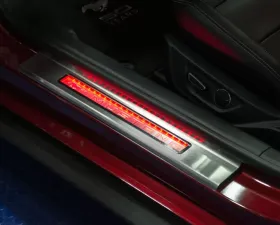 American Car Craft 2Pc Stainless Steel Blue LED Illuminated Door Sills w/Pony Emblem Ford Mustang 2015-2020