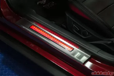 American Car Craft 2Pc Stainless Steel Green LED Illuminated Door Sills w/Pony Emblem Ford Mustang 2015-2020 - ACC-271037-GRNL