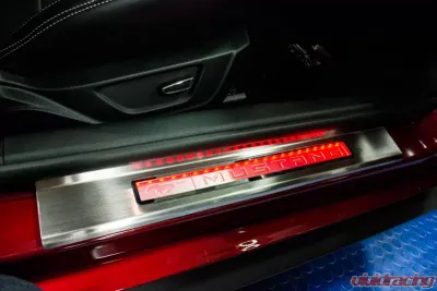 American Car Craft 2Pc Stainless Steel Green LED Illuminated Door Sills w/Pony Emblem Ford Mustang 2015-2020 - ACC-271037-GRNL