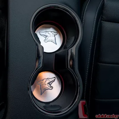 American Car Craft 2Pc Brushed Stainless Steel Coyote Cup Holder Inserts Ford Mustang GT 2015-2020 - ACC-271041