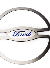 American Car Craft 2Pc Brushed Stainless Steel Blue Ford Oval Lower Speaker Trim Ford Mustang 2010-2014                                     - ACC-271050 - Image 3