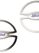 American Car Craft 2Pc Brushed Stainless Steel Blue Ford Oval Lower Speaker Trim Ford Mustang 2010-2014                                     - ACC-271050 - Image 2