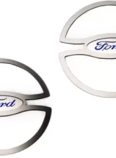 American Car Craft 2Pc Brushed Stainless Steel Blue Ford Oval Lower Speaker Trim Ford Mustang 2010-2014                                     - ACC-271050 - Image 3