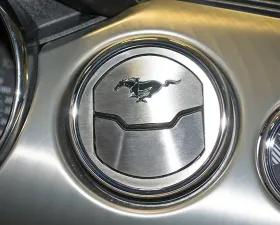 American Car Craft 2Pc Brushed Stainless Steel A/C Vent Etched Pony Style Trim Kit Ford Mustang 2015-2020