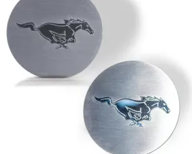 American Car Craft 2Pc Brushed Stainless Steel Pony Cup Holder Accent Plates Ford Mustang 2015-2020