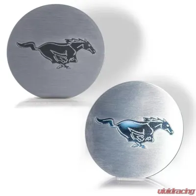 American Car Craft 2Pc Brushed Stainless Steel Pony Cup Holder Accent Plates Ford Mustang 2015-2020 - ACC-271068