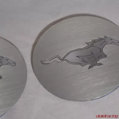 American Car Craft 2Pc Brushed Stainless Steel Pony Cup Holder Accent Plates Ford Mustang 2015-2020 - ACC-271068