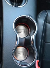 American Car Craft 2Pc Brushed Stainless Steel GT Cup Holder Accent Plates Ford Mustang GT 2015-2020                                     - ACC-271069 - Image 3