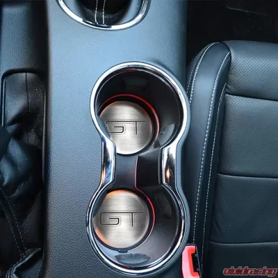 American Car Craft 2Pc Brushed Stainless Steel GT Cup Holder Accent Plates Ford Mustang GT 2015-2020 - ACC-271069