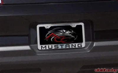 American Car Craft Black Carbon Fiber Stainless Steel License Plate Frame w/Mustang Lettering Ford Mustang 2010-2013 - ACC-272015-BLK