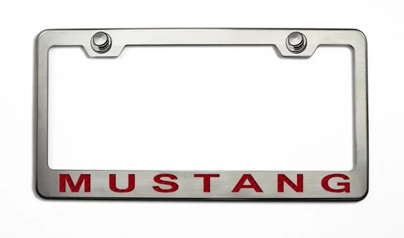American Car Craft Brushed Black License Plate Frame w/Mustang Lettering Ford Mustang 2005-2009 - ACC-272016-BBLK
