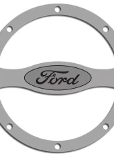 American Car Craft Polished Stainless Steel Rivet Style Fuel Door Trim w/Ford Oval Ford Mustang 2011-2012                                     - ACC-272021 - Image 2