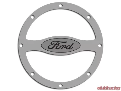 American Car Craft Polished Stainless Steel Rivet Style Fuel Door Trim w/Ford Oval Ford Mustang 2011-2012 - ACC-272021