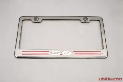 American Car Craft Blue Carbon Fiber 5.0 Stainless Steel Custom Ford License Plate Frame Ford Mustang GT - ACC-272028-BLU