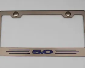 American Car Craft Illuminated Blue 5.0 Stainless Steel Custom Ford License Plate Frame Ford Mustang GT