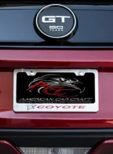 American Car Craft Black Solid Stainless Steel Custom Coyotte License Plate Frame Ford Mustang GT                                     - ACC-272031-SBLK - Image 3
