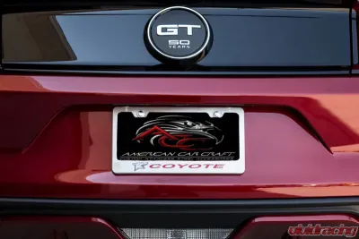 American Car Craft Black Solid Stainless Steel Custom Coyotte License Plate Frame Ford Mustang GT - ACC-272031-SBLK