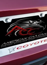 American Car Craft Black Solid Stainless Steel Custom Coyotte License Plate Frame Ford Mustang GT                                     - ACC-272031-SBLK - Image 2
