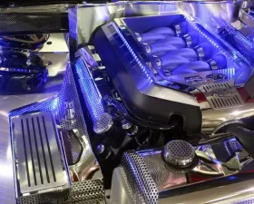 American Car Craft 2Pc Perforated Blue LED Illuminated Fuel Rail Covers w/Cap Ford Mustang GT 2010-2014