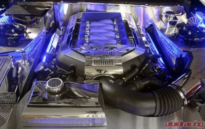 American Car Craft 2Pc Perforated Blue LED Illuminated Fuel Rail Covers w/Cap Ford Mustang GT 2010-2014 - ACC-273035-BLUL