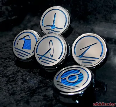 American Car Craft 5Pc Blue Carbon Fiber Automatic Transmissions Fluid Cap Cover Ford Mustang 2005-2009 - ACC-273041-BLU