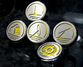 American Car Craft 5Pc Yellow Carbon Fiber Automatic Transmissions Fluid Cap Cover Ford Mustang 2005-2009