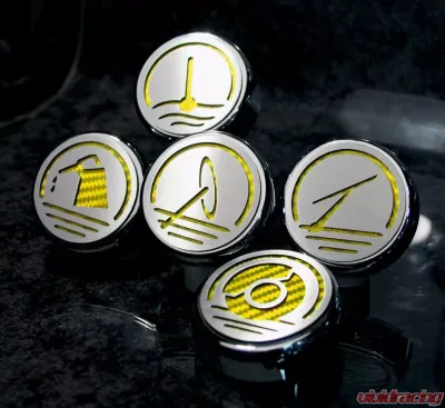 American Car Craft 5Pc Yellow Carbon Fiber Automatic Transmissions Fluid Cap Cover Ford Mustang 2005-2009 - ACC-273041-YLW