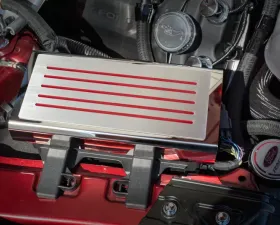 American Car Craft Black Carbon Fiber Polished Stainless Steel Fuse Box Cover Ford Mustang 2015-2023