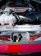 American Car Craft Black Carbon Fiber Stainless Steel Supercharged Radiator Cover Ford Mustang GT 2015-2017                                     - ACC-273069-BLK - Image 2