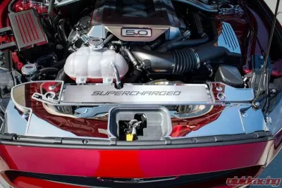 American Car Craft Black Carbon Fiber Stainless Steel Supercharged Radiator Cover Ford Mustang GT 2015-2017 - ACC-273069-BLK