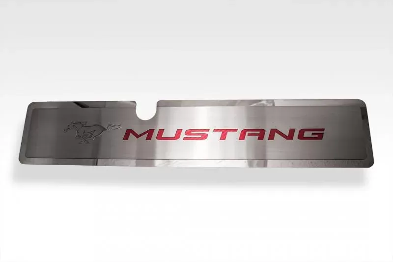 American Car Craft Bright Red Solid Brushed Mustang Radiator Cover Vanity Plate Ford Mustang GT 2015-2017 - ACC-273070-BSRD