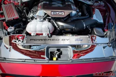 American Car Craft Black Solid Powered by Ford Vanity Plate Radiator Cover Ford Mustang GT 2015-2017 - ACC-273071-SBLK