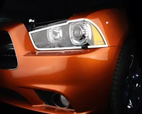 American Car Craft 2Pc Polished Stainless Steel Headlight Trim Rings Dodge Charger 2011-2013