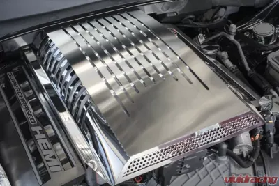American Car Craft Brushed/Polished Stainless Steel Plenum/Supercharger Engine Cover Dodge Challenger | Charger 2015-2023 - ACC-333024