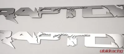 American Car Craft 2Pc 12" Polished Stainless Steel Raptor Badges Ford Raptor 2010-2014 - ACC-771046