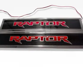 American Car Craft 2Pc Blue LED Illuminated Carbon Fiber Front Door Sills Ford Raptor 2017-2020