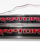 American Car Craft 2Pc Yellow LED Illuminated Carbon Fiber Front Door Sills Ford Raptor 2017-2020                                     - ACC-771053-YLWL - Image 2