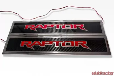 American Car Craft 2Pc Yellow LED Illuminated Carbon Fiber Front Door Sills Ford Raptor 2017-2020 - ACC-771053-YLWL