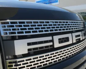 American Car Craft 2Pc Brushed Stainless Steel Upper Front Grille Ford Raptor 2010-2014