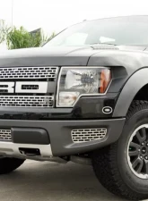 American Car Craft 2Pc Brushed Stainless Steel Upper Front Grille Ford Raptor 2010-2014                                     - ACC-772007 - Image 3