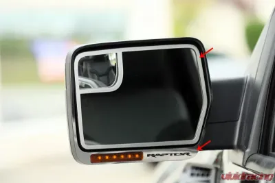 American Car Craft 4Pc Brushed Stainless Etched Raptor Side View Mirror Trim Ford Raptor 2010-2014 - ACC-772011